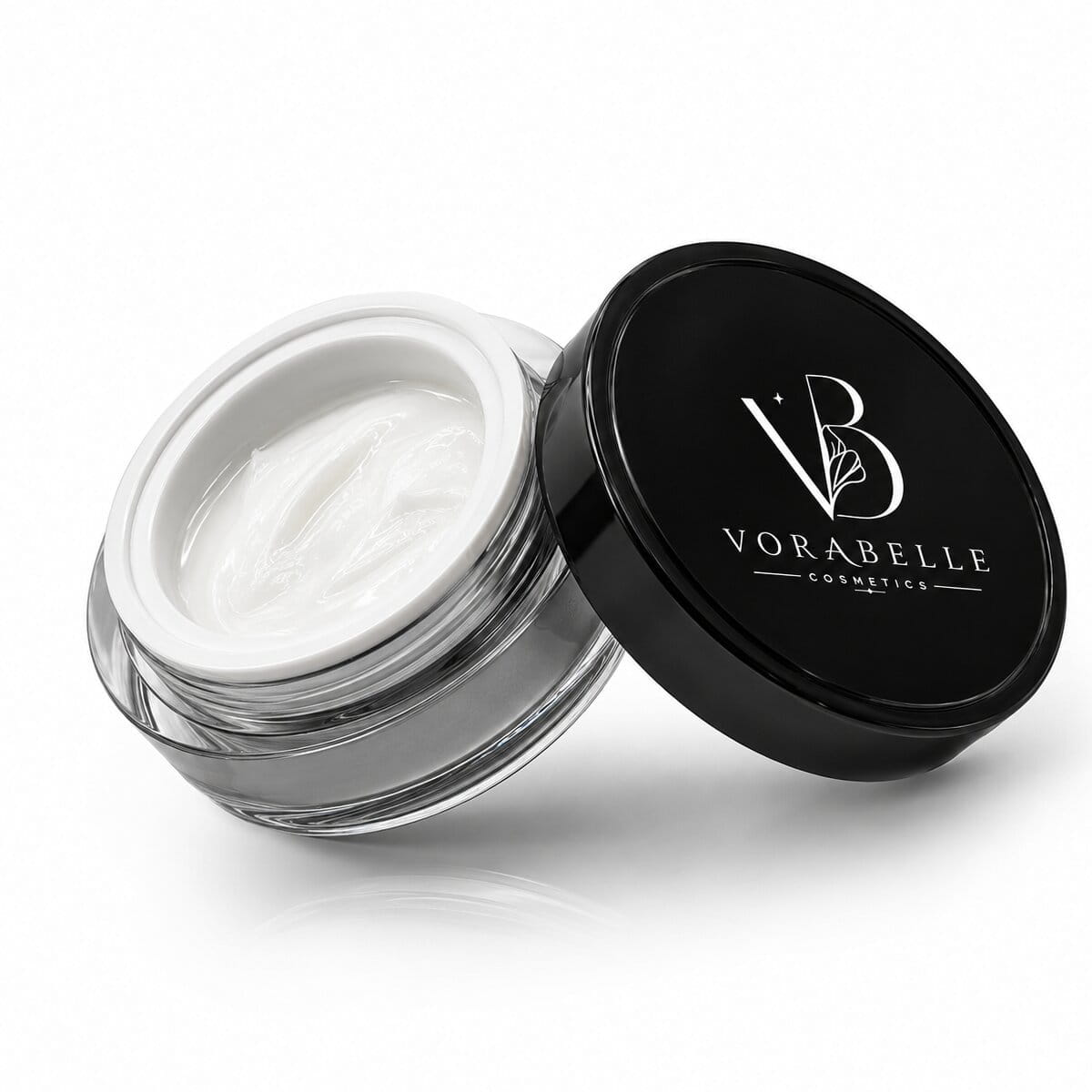 Open jar of Vorabelle Active Eye Cream showing rich moisturizing texture